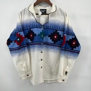 Vintage 90s Brooks and Dunn Western Aztec Button Down Size XL See Measurements